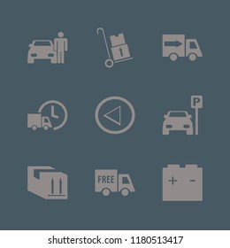 transportation icon. transportation vector icons set left arrow, handcart, car battery and free delivery