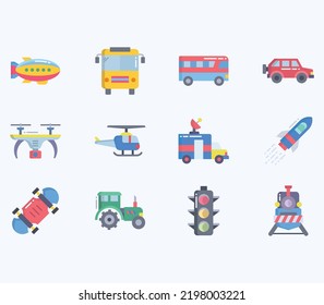 Transportation icon, Vehicle vector set