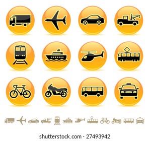 Transportation icons buttons vector set