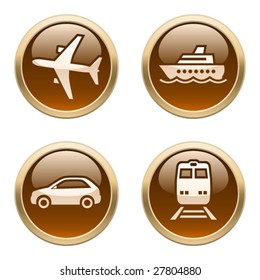 Transportation icons buttons vector set 2