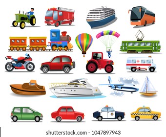 Transportation icons collection isolated on a white background