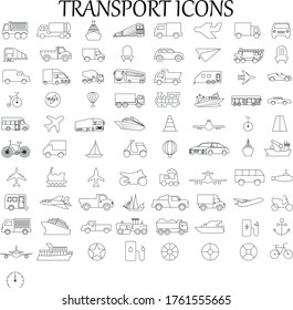 Transportation icons collection - vector line style 