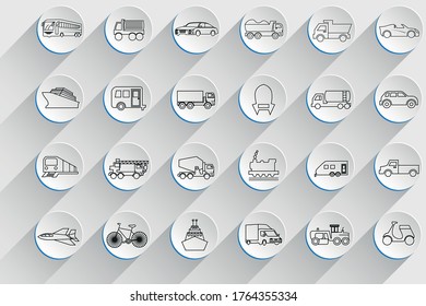 Transportation icons collection - vector line style 