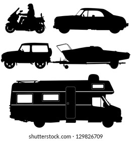 Transportation icons collection - vector silhouette