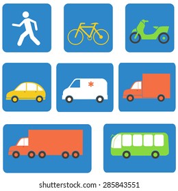 Transportation icons design elements. Vector illustration.