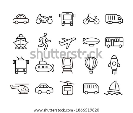 Transportation Icons. Editable Stroke. Vector Graphic