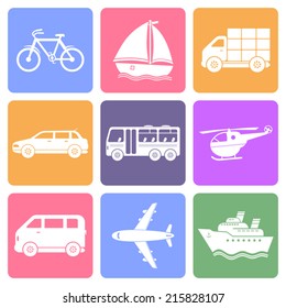 Transportation icons, flat design