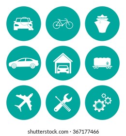 Transportation icons. Flat design style eps 10