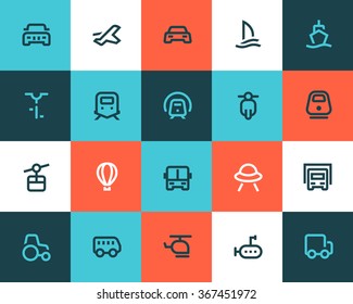 Transportation icons. Flat style