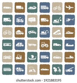 Transportation Icons. Grunge Color Flat Design. Vector Illustration.