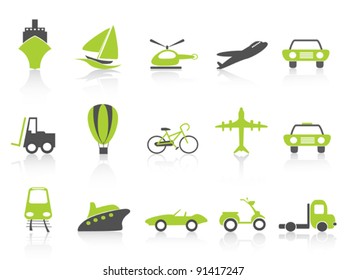 transportation icons nature green series