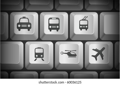 Transportation Icons on Computer Keyboard Buttons Original Illustration