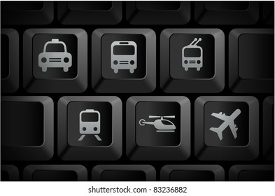 Transportation Icons on Computer Keyboard Buttons Original Illustration