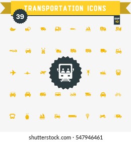 transportation icons on white background