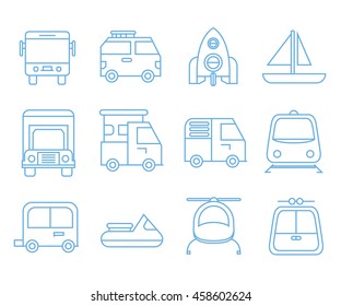 transportation icons, outline icons