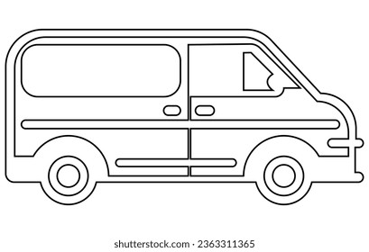 Transportation icons outline set. City cars and vehicles transport Outline.
