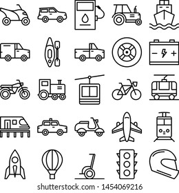 Transportation icons pack. Isolated transportation symbols collection. Graphic icons element