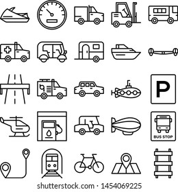 Transportation icons pack. Isolated transportation symbols collection. Graphic icons element