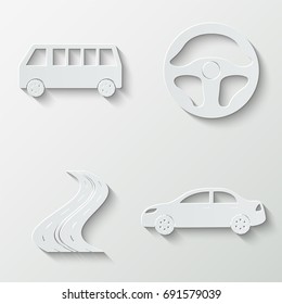 Transportation icons - paper  set