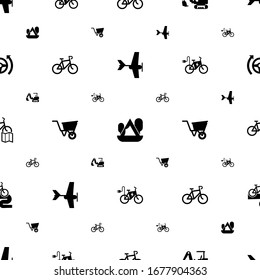 transportation icons pattern seamless. Included editable filled Aeromodeling, Camping, excavator, Bike, wheelbarrow, elektro bike icons. transportation icons for web and mobile.