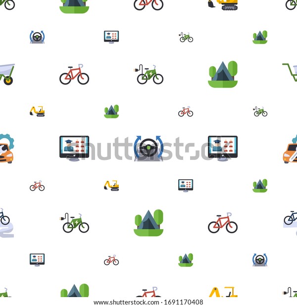transportation\
icons pattern seamless. Included editable flat elektro bike,\
Autopilot, excavator, Bike, Free Shipping, Camping icons.\
transportation icons for web and\
mobile.