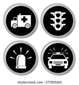 Transportation icons (police ambulance) - vector stickers  set