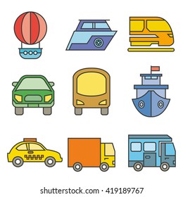 transportation icons set