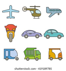 transportation icons set