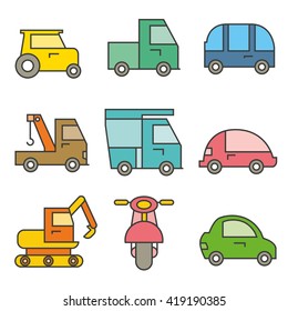 transportation icons set