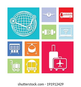 transportation icons set, airport set