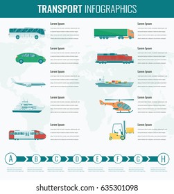 Transportation icons set. City cars and vehicles transport. Car, ship, airplane, train. Flat design. Vector illustration