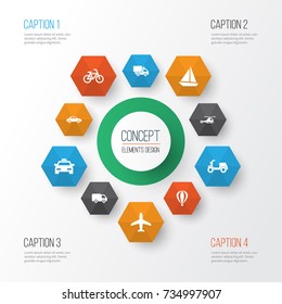Transportation Icons Set. Collection Of Chopper, Truck, Skooter And Other Elements. Also Includes Symbols Such As Car, Chopper, Auto.