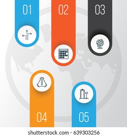 Transportation Icons Set. Collection Of Departure Information, World Sphere, Siren And Other Elements. Also Includes Symbols Such As Timetable, Exclamation, Worldwide.