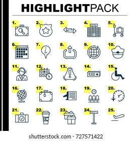 Transportation Icons Set. Collection Of Info Pointer, Timetable, Accessibility And Other Elements. Also Includes Symbols Such As Operator, Hotel, Direction.