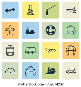 Transportation Icons Set. Collection Of Lorry, Tanker, Railway And Other Elements. Also Includes Symbols Such As Shipping, Arrow, Cargo.