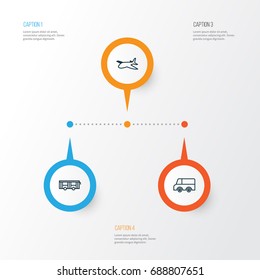 Transportation Icons Set. Collection Of Plane, Lorry, Vehicle And Other Elements. Also Includes Symbols Such As Vehicle, Cargo, Travel.