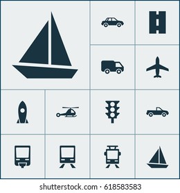 Transportation Icons Set. Collection Of Railway, Truck, Railroad And Other Elements. Also Includes Symbols Such As Chopper, Railway, Road.