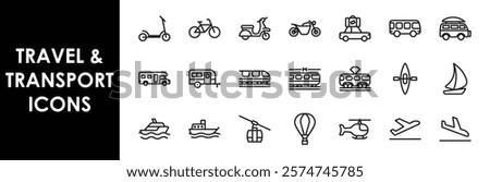 Transportation icons. Set of editable line icons. Vector illustration