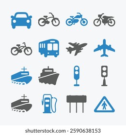 Transportation Icons Set. Editable vector icon. Perfect for web and app interfaces, presentations, info graphics, etc. 
