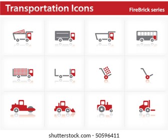 Transportation icons set - Firebrick Series Set 1