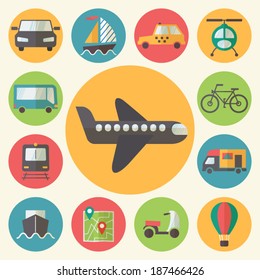 Transportation Icons Set, flache Design-Vektor.