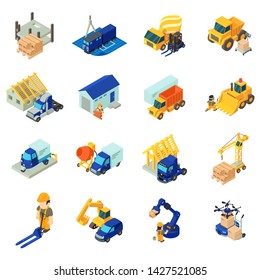 Transportation icons set. Isometric set of 16 transportation vector icons for web isolated on white background