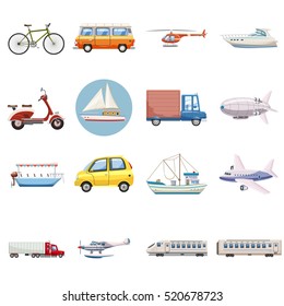 Transportation icons set. Outline illustration of 16 transportation vector icons for web