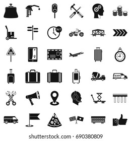 Transportation icons set. Simple style of 36 transportation vector icons for web isolated on white background