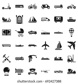 Transportation icons set. Simple style of 36 transportation vector icons for web isolated on white background