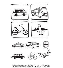 Transportation icons set vector design 
