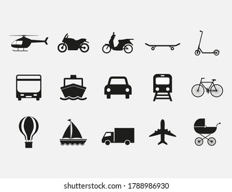 Transportation icons set. Vector illustration, flat design.
