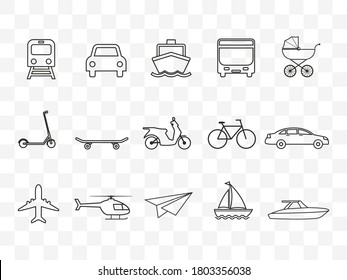 Transportation icons set. Vector illustration, flat design.