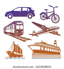 transportation icons set vector template