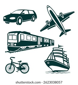 transportation icons set vector template